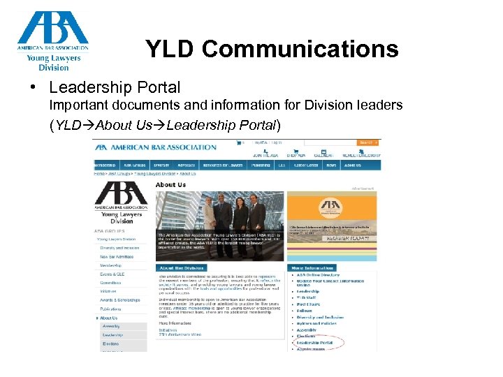 YLD Communications • Leadership Portal Important documents and information for Division leaders (YLD About