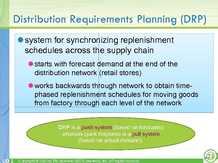 Distribution Requirements Planning (DRP) ® system for synchronizing replenishment schedules across the supply chain