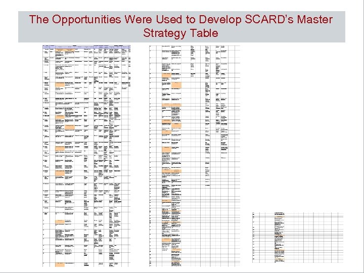 The Opportunities Were Used to Develop SCARD’s Master Strategy Table 