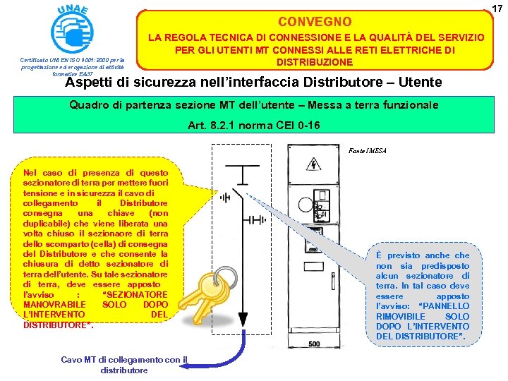 17 CONVEGNO Certificato UNI EN ISO 9001: 2000 per la progettazione ed erogazione di