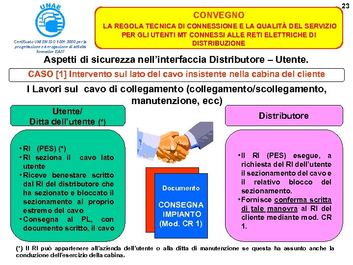 23 CONVEGNO Certificato UNI EN ISO 9001: 2000 per la progettazione ed erogazione di