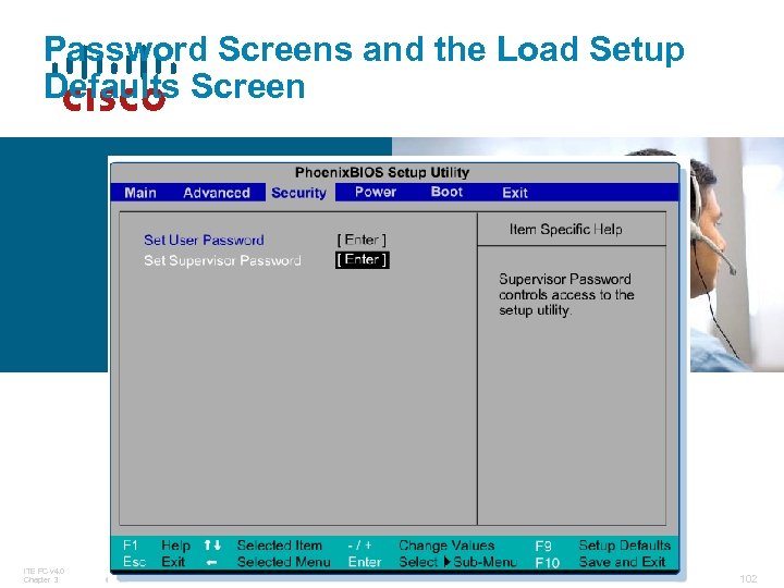 Password Screens and the Load Setup Defaults Screen ITE PC v 4. 0 Chapter
