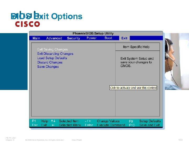BIOS Exit Options ITE PC v 4. 0 Chapter 3 © 2006 Cisco Systems,
