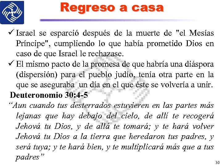 Regreso a casa ü Israel se esparció después de la muerte de 