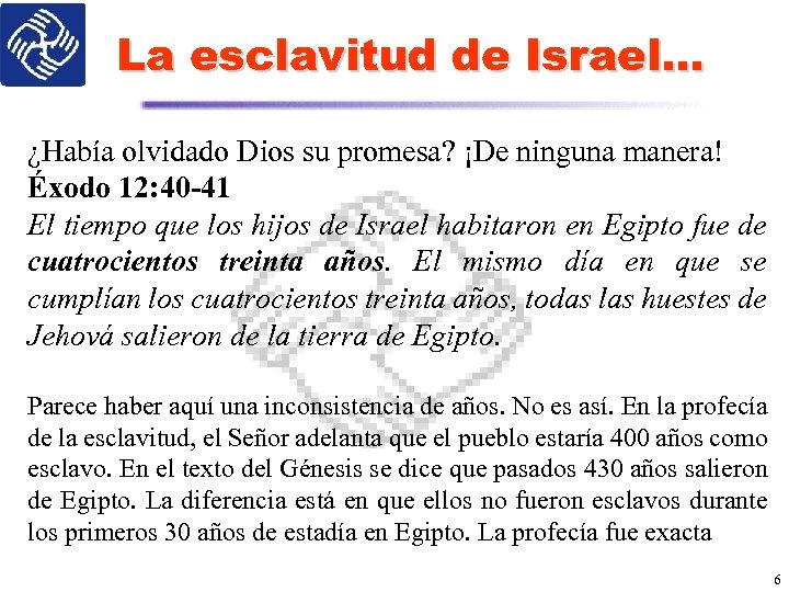 La esclavitud de Israel… ¿Había olvidado Dios su promesa? ¡De ninguna manera! Éxodo 12:
