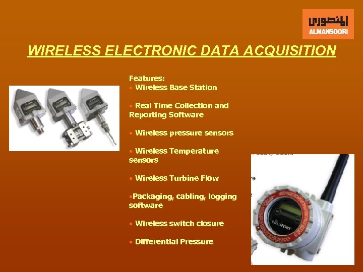 WIRELESS ELECTRONIC DATA ACQUISITION Features: • Wireless Base Station • Real Time Collection and