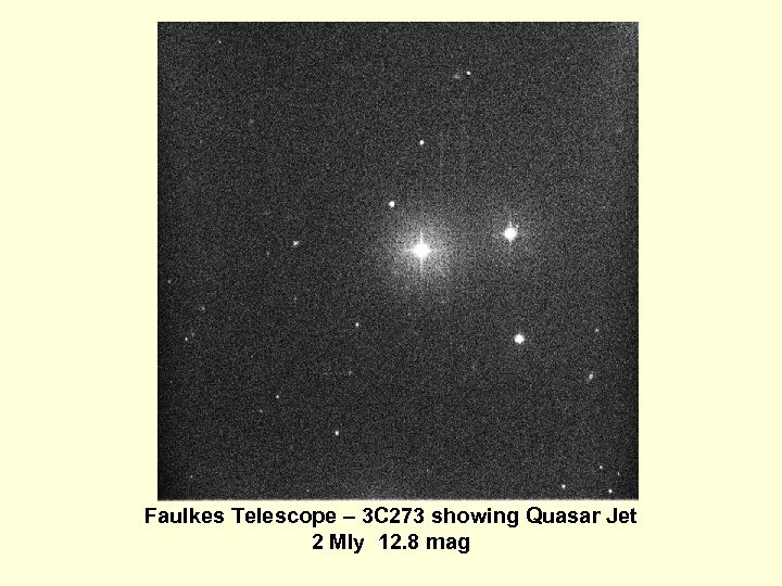 Faulkes Telescope – 3 C 273 showing Quasar Jet 2 Mly 12. 8 mag