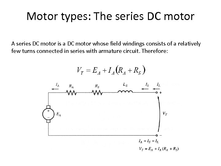 Motor types: The series DC motor A series DC motor is a DC motor