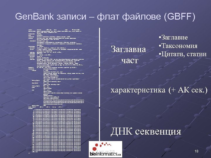 Gen. Bank записи – флат файлове (GBFF) LOCUS DEFINITION MUSNGH 1803 bp m. RNA