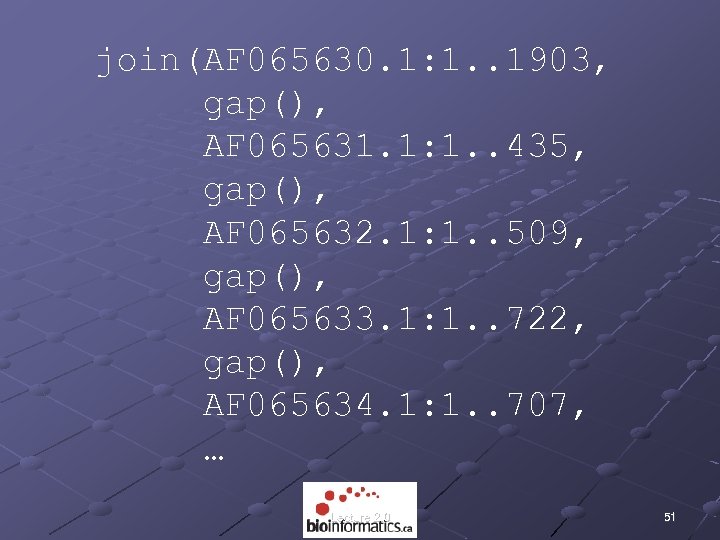 join(AF 065630. 1: 1. . 1903, gap(), AF 065631. 1: 1. . 435, gap(),