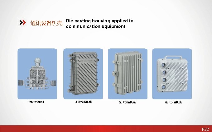 通讯设备机壳 Die casting housing applied in communication equipment 通讯设备配件 通讯设备机壳 P 22 