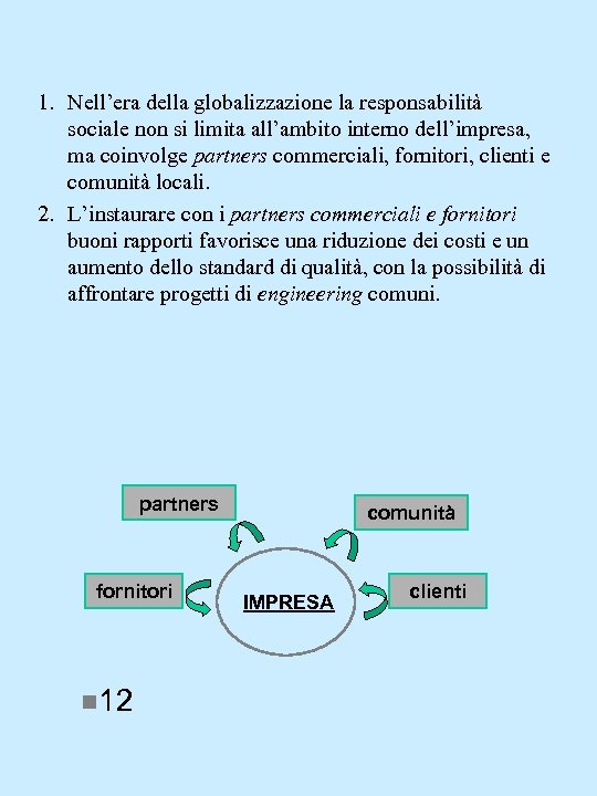 1. Nell’era della globalizzazione la responsabilità sociale non si limita all’ambito interno dell’impresa, ma