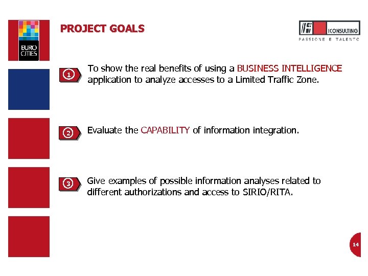 PROJECT GOALS 1 To show the real benefits of using a BUSINESS INTELLIGENCE application