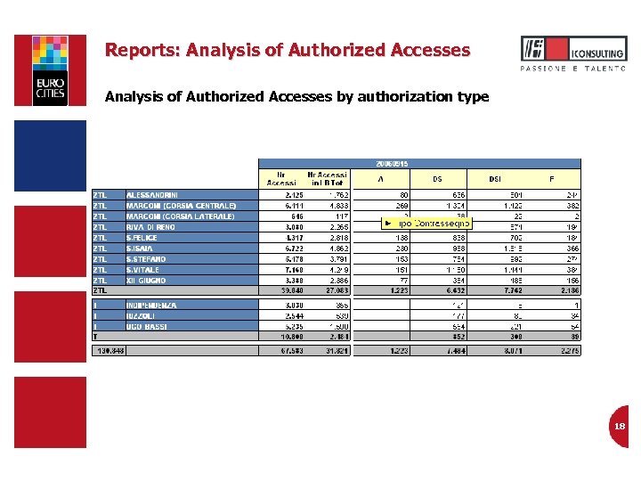 Reports: Analysis of Authorized Accesses by authorization type 18 