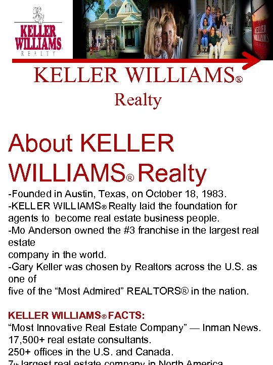 KELLER WILLIAMS® Realty About KELLER WILLIAMS® Realty -Founded in Austin, Texas, on October 18,