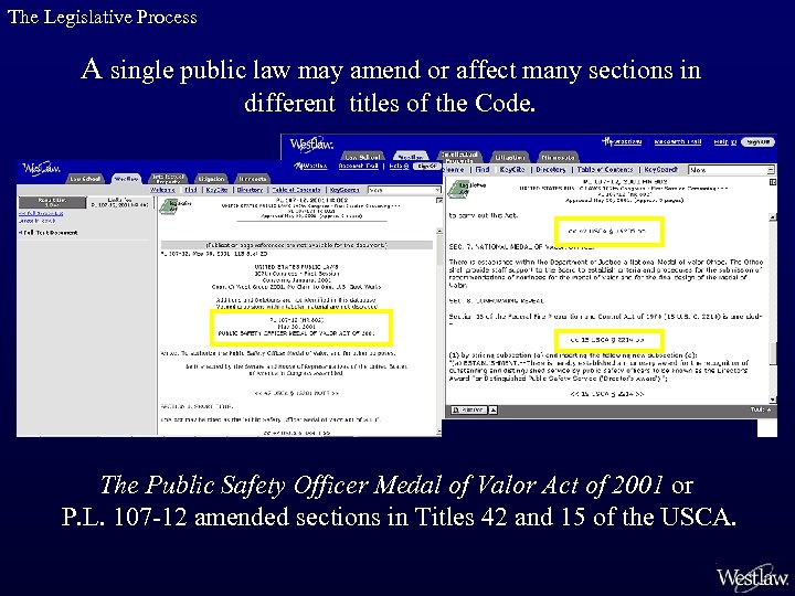 The Legislative Process A single public law may amend or affect many sections in