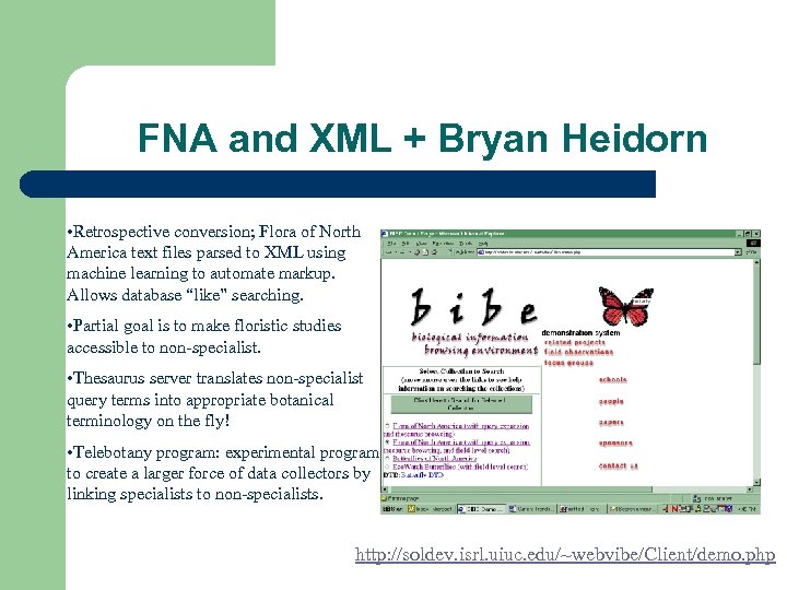 FNA and XML + Bryan Heidorn • Retrospective conversion; Flora of North America text