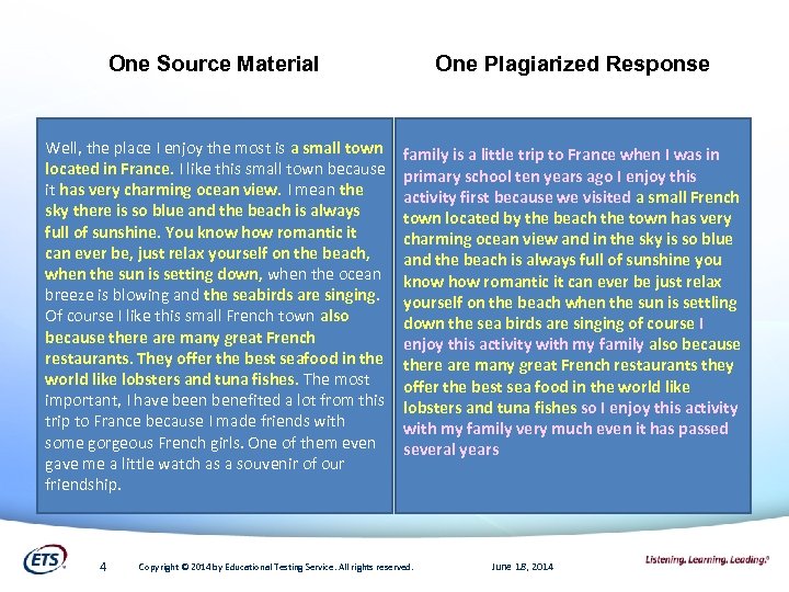 One Source Material One Plagiarized Response Well, the place I enjoy the most is