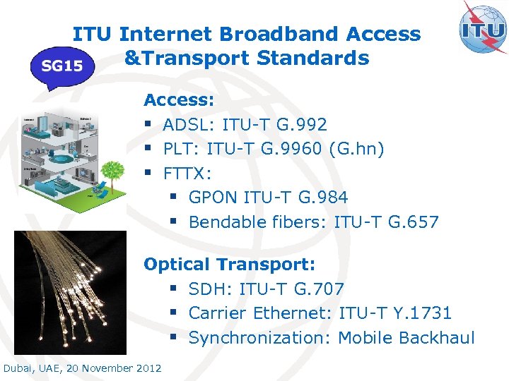 ITU Internet Broadband Access &Transport Standards Access: § ADSL: ITU-T G. 992 § PLT: