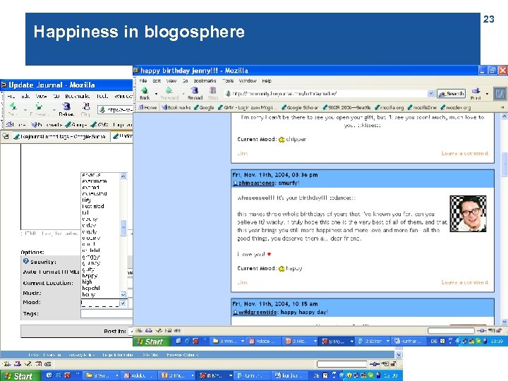 Happiness in blogosphere 23 