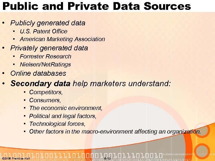 Public and Private Data Sources • Publicly generated data • U. S. Patent Office