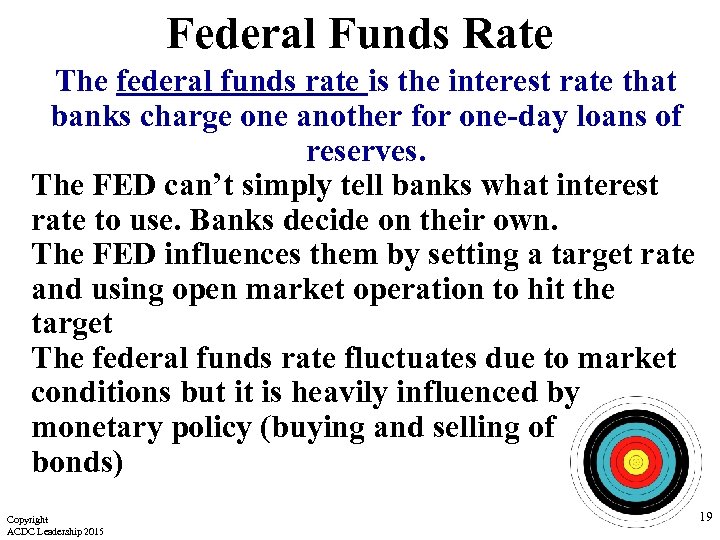 Federal Funds Rate The federal funds rate is the interest rate that banks charge