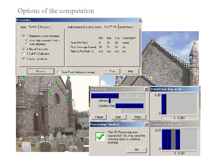 Options of the computation Punti omologhi collimati in numero minimo 