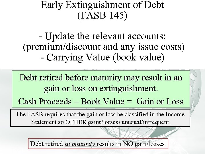 Early Extinguishment of Debt (FASB 145) A Free sample background from www. awesomebackgrounds. com