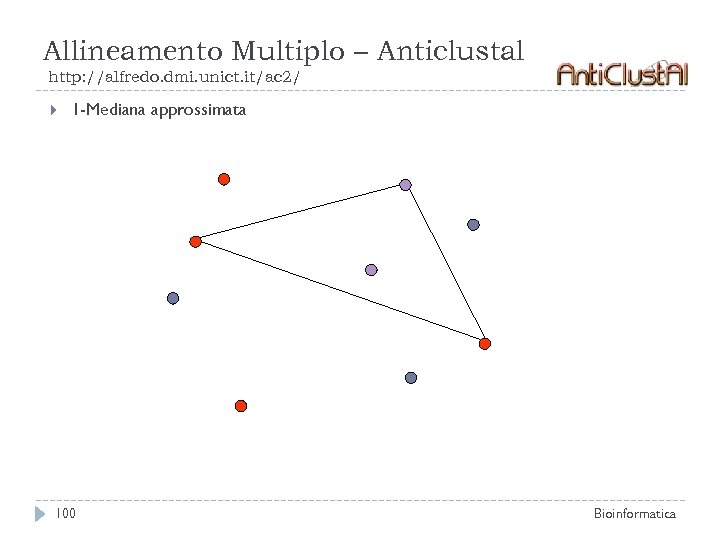 Allineamento Multiplo – Anticlustal http: //alfredo. dmi. unict. it/ac 2/ 1 -Mediana approssimata 100