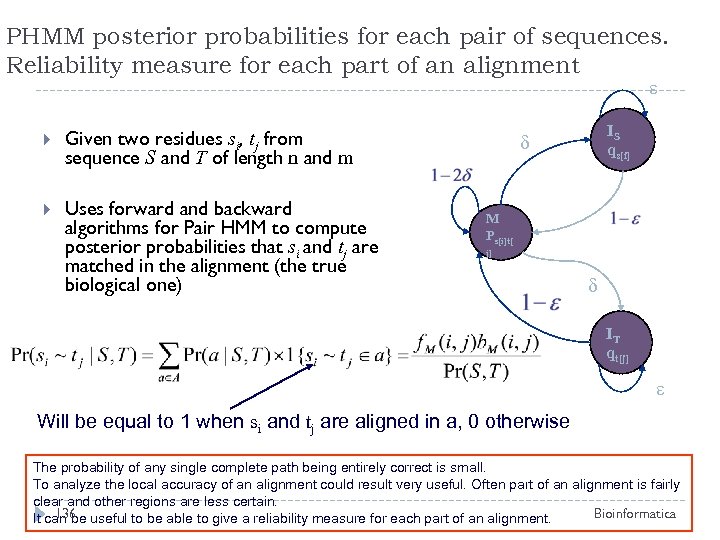 PHMM posterior probabilities for each pair of sequences. Reliability measure for each part of