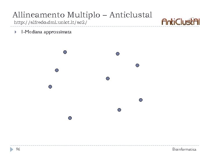 Allineamento Multiplo – Anticlustal http: //alfredo. dmi. unict. it/ac 2/ 96 1 -Mediana approssimata
