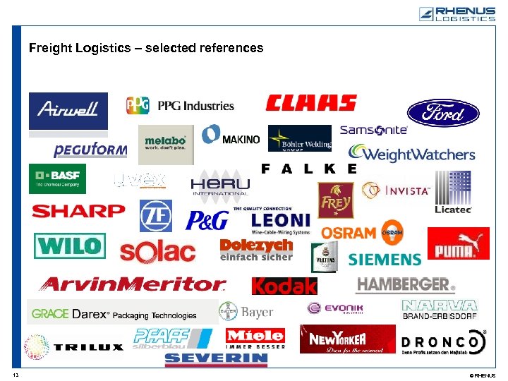 Freight Logistics – selected references 13 © RHENUS 