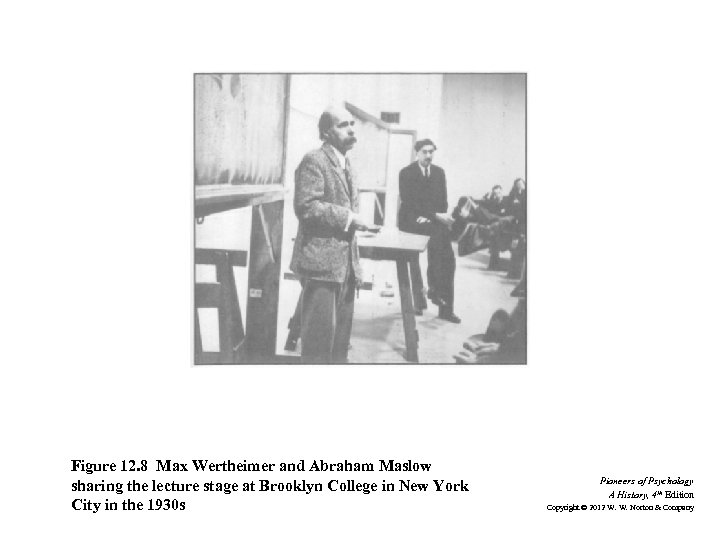 Figure 12. 8 Max Wertheimer and Abraham Maslow sharing the lecture stage at Brooklyn