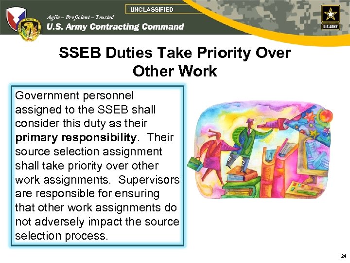 UNCLASSIFIED Agile – Proficient – Trusted SSEB Duties Take Priority Over Other Work Government