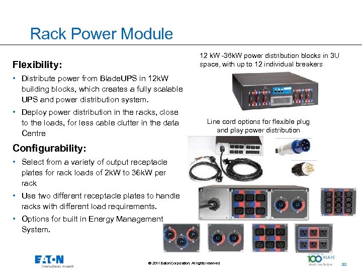 Rack Power Module 12 k. W -36 k. W power distribution blocks in 3