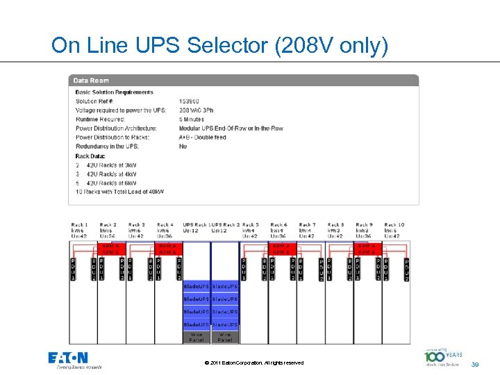 On Line UPS Selector (208 V only) © 2011 Eaton Corporation. All rights reserved.