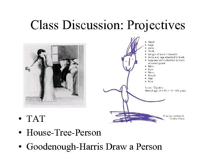 Class Discussion: Projectives • TAT • House-Tree-Person • Goodenough-Harris Draw a Person 