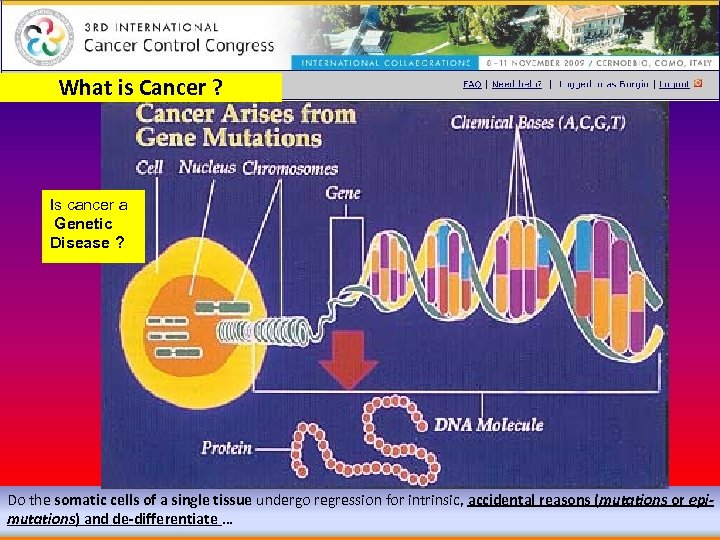 What is Cancer ? Is cancer a Genetic Disease ? Do the somatic cells