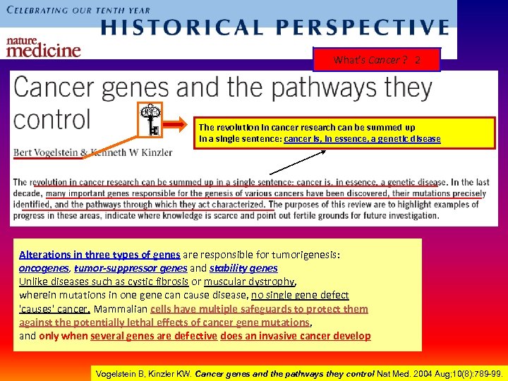 What’s Cancer ? 2 The revolution in cancer research can be summed up in