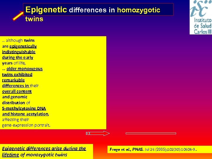 Epigenetic differences in homozygotic twins … although twins are epigenetically indistinguishable during the early