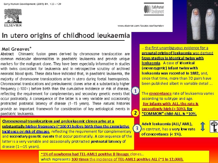 . . the first unambiguous evidence for a prenatal origin of leukaemia was derived