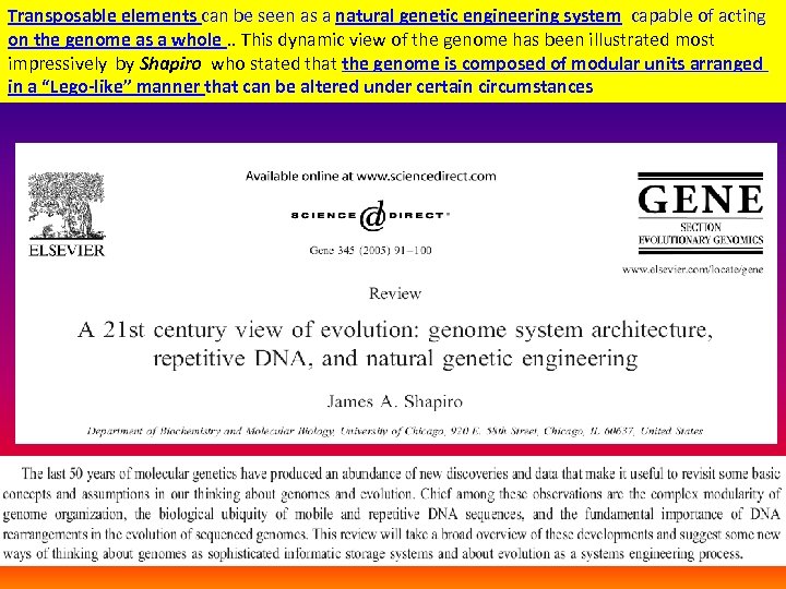 Transposable elements can be seen as a natural genetic engineering system capable of acting