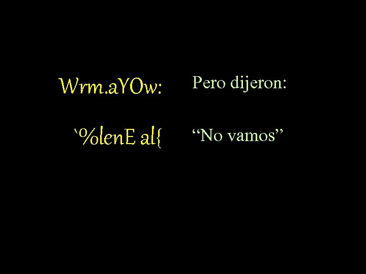 Wrm. a. YOw: Pero dijeron: `%len. E al{ “No vamos” 