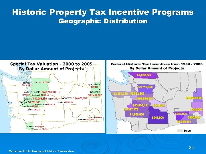 Historic Property Tax Incentive Programs Geographic Distribution State Special Tax Valuation for Rehab Department