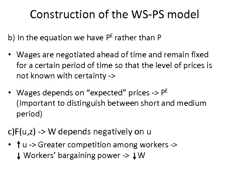 Construction of the WS-PS model b) In the equation we have PE rather than
