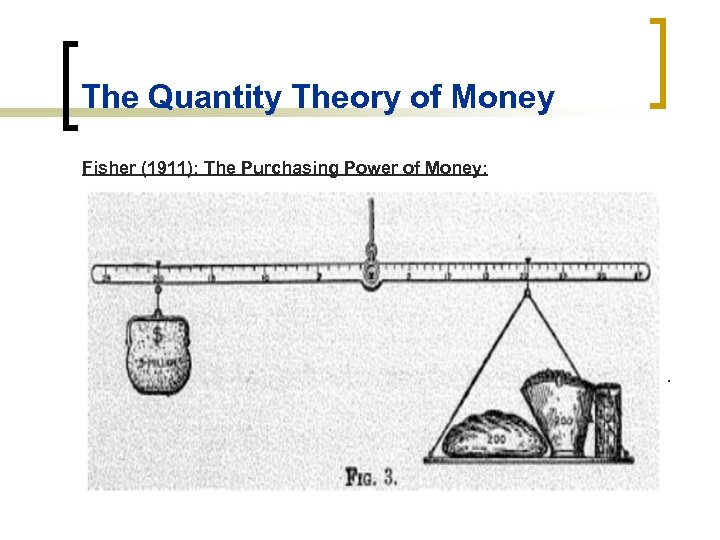 The Quantity Theory of Money Fisher (1911): The Purchasing Power of Money: Let us