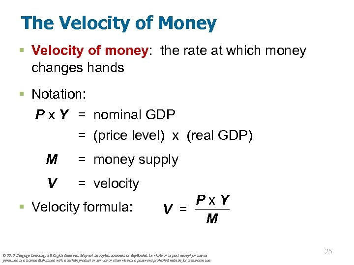 The Velocity of Money § Velocity of money: the rate at which money changes