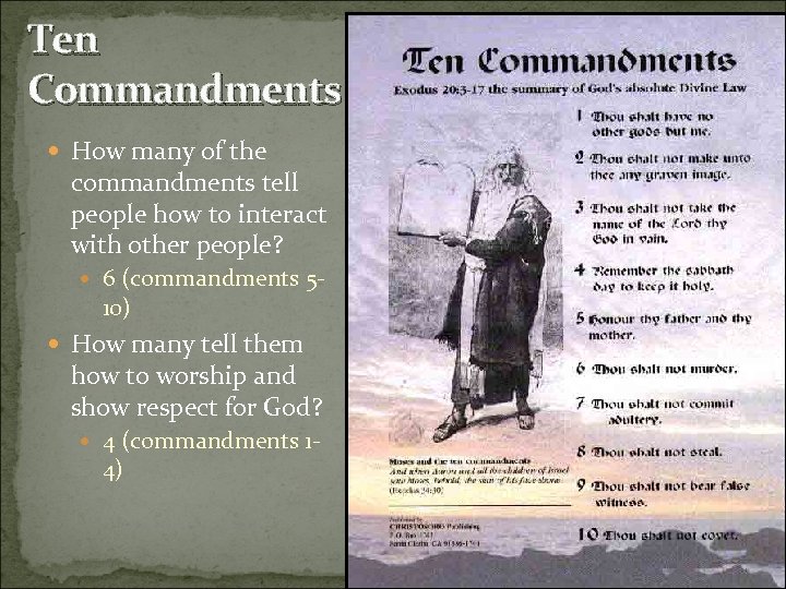 Ten Commandments How many of the commandments tell people how to interact with other