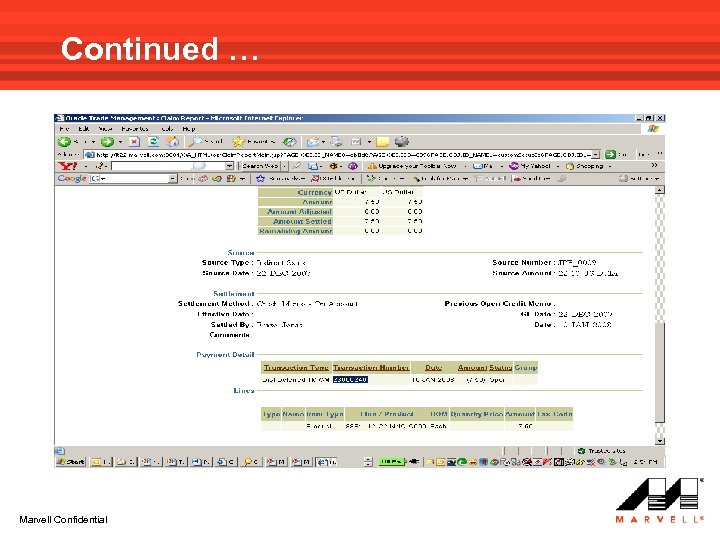 Continued … Marvell Confidential 