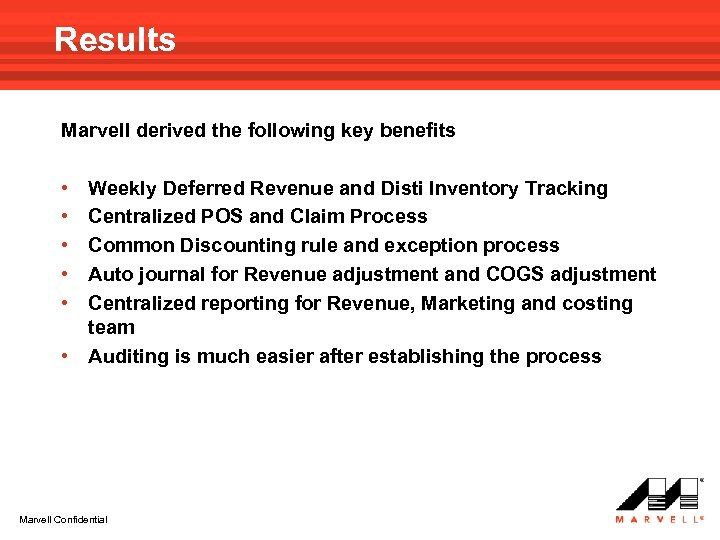 Results Marvell derived the following key benefits • • • Weekly Deferred Revenue and